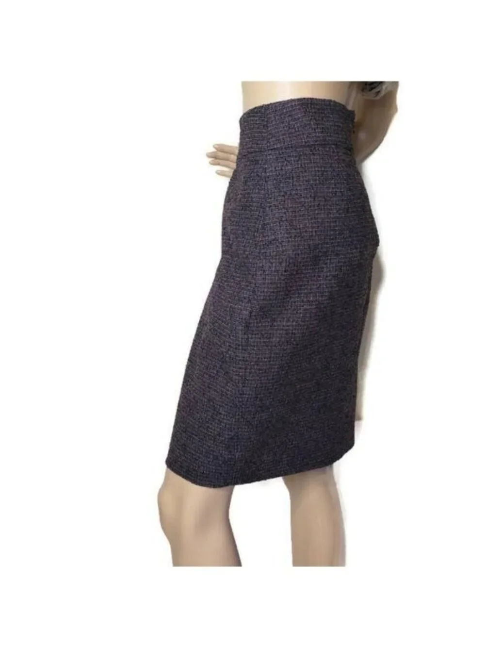 Classiques Entier Tweed Pencil Skirt Purple Black Hook Detail Size 4